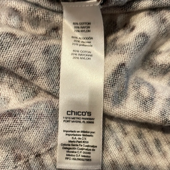 Chico's Peyton Animal Print V-Neck Boyfriend Cardigan Black/Brown M/8 - Picture 9 of 9